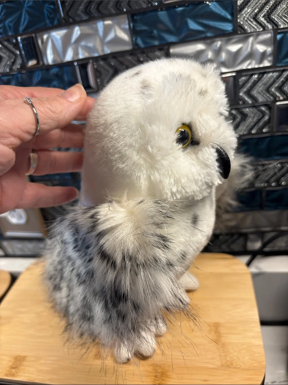 Plush Snowy Owl Stuffed Animal - White and Gray